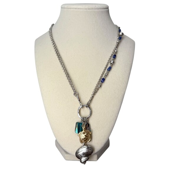 J. Jill Charm Necklace Rising Tides Convertible Turtle Fish Shell Abalone Jade - Picture 2 of 13
